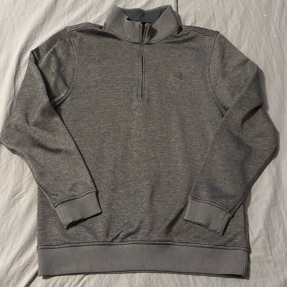Under Armour Men's M Gray 1/4‎ Zip Pullover Mock Neck Long Sleeve Sweater